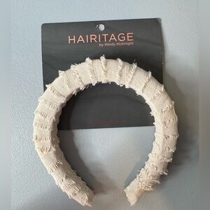 HAIRITAGE by Mindy McKnight Beige Frayed Fabric Headband boho burlap raw neutral